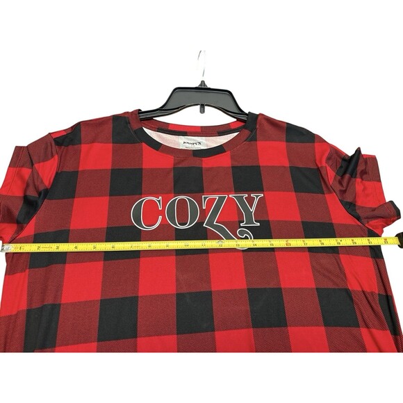 JoySpun Womens Cozy Plaid short sleeves Print Night Gown Sleep Shirt SZ S/M NWT - Picture 3 of 6